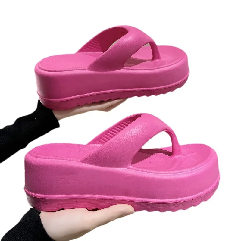 Bebealy New Summer Sandals Women Platform Sandals Classic Beach Flat Slides Outdoor Home Shoes Women Heels Soft Women Flip-flops