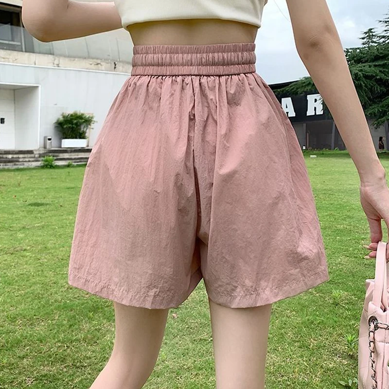 Rimocy 여성용 A라인 반바지, 와이드 레그 카고 반바지, 신축성 있는 하이웨이스트 반바지, 한국 패션, 2024 여름