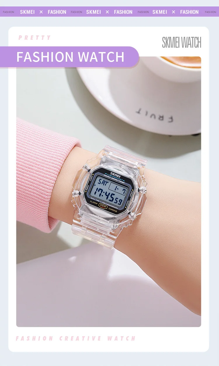 SKMEI 1999 Waterdicht Elektron Horloge Heren Dames Sport Countdown Stopwatch Digitale Horloges Heren Meisjes Klok Reloj Mujer 1622 1629_voghion.com