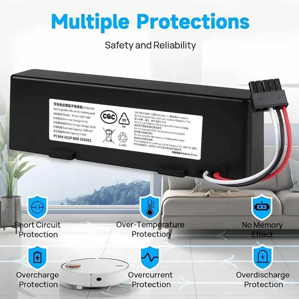 14.4V Li-Ion Battery for Xiaomi Mop 2S / Mop Pro/Mop P, Compatible with Mijia STYTJ02YM,XMSTJQR2S Vacuum Cleaner Robot Battery