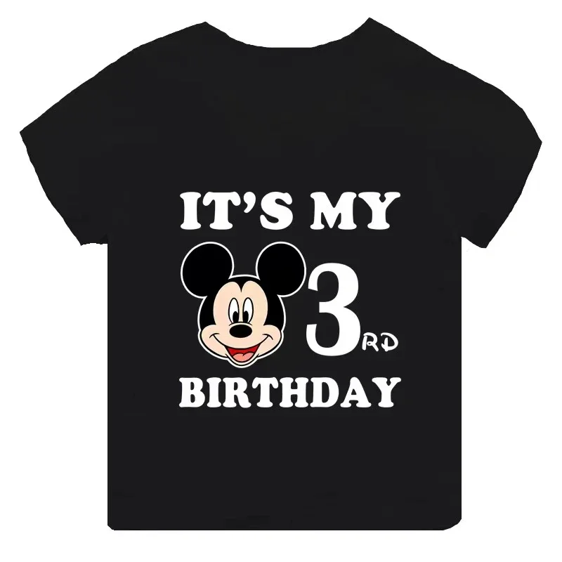 thumbnail image 1 of Ropa infantil con estampado de Mickey Mouse de Disney, es mi cumpleaños de 1, 2, 3, 4, 5, 6, 7, 8 y 9 años, camisetas para niños y niñas, lindas camisetas para bebés y niños, 1 of 5