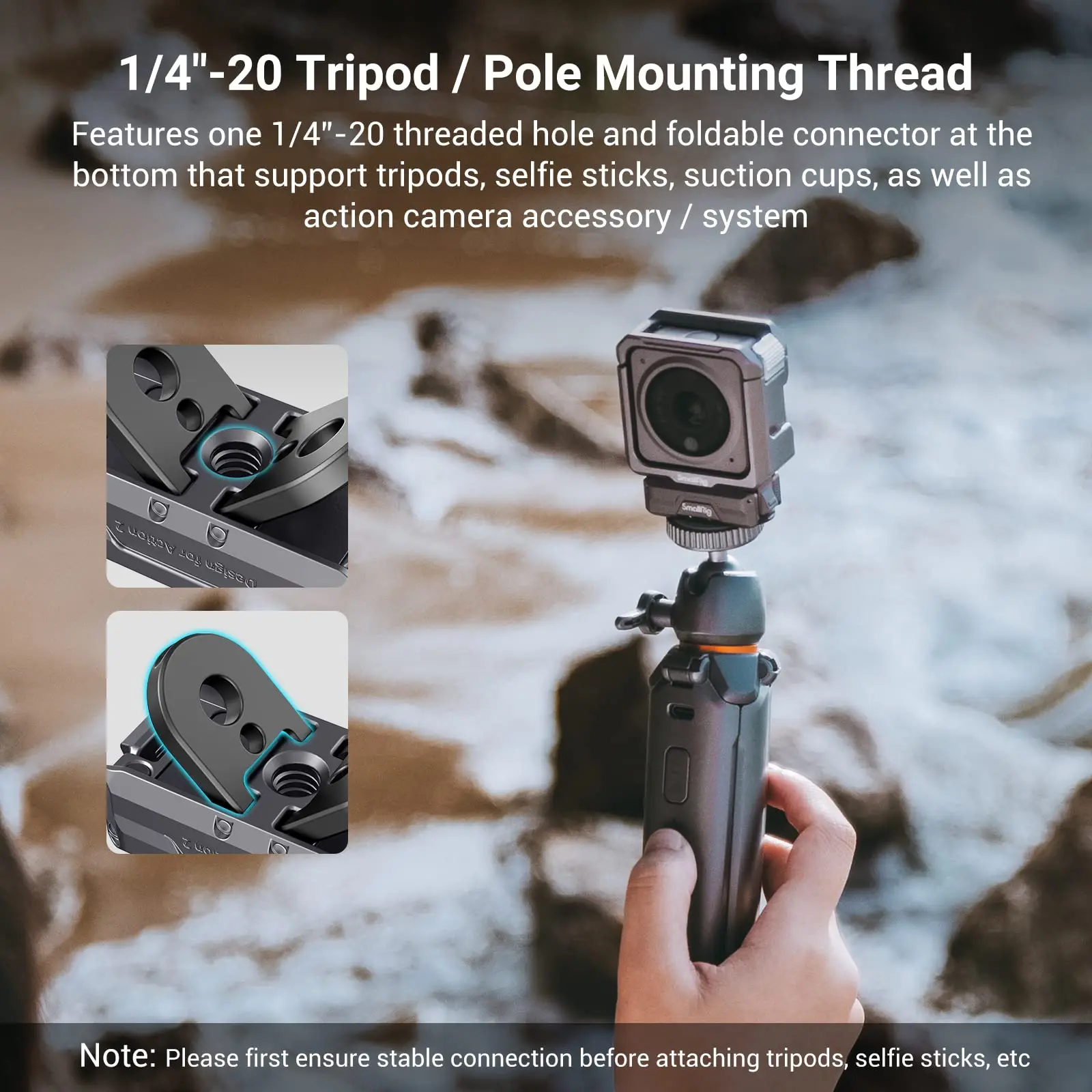 Magnetic Adapter Mount for DJI Osmo Action 4 /3 / 2 w Adapter Connection & 1/4”