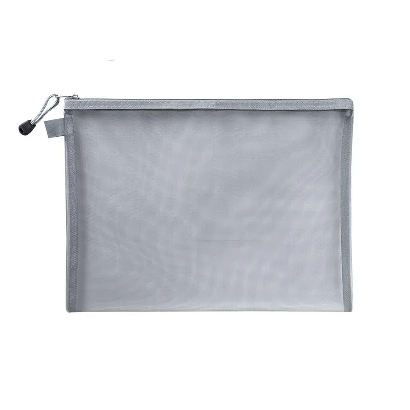 A4 A5 Transparent File Folders Nylon Mesh Storage Bag Convenient Zipper Student Test Stationery Organizer School Supplies