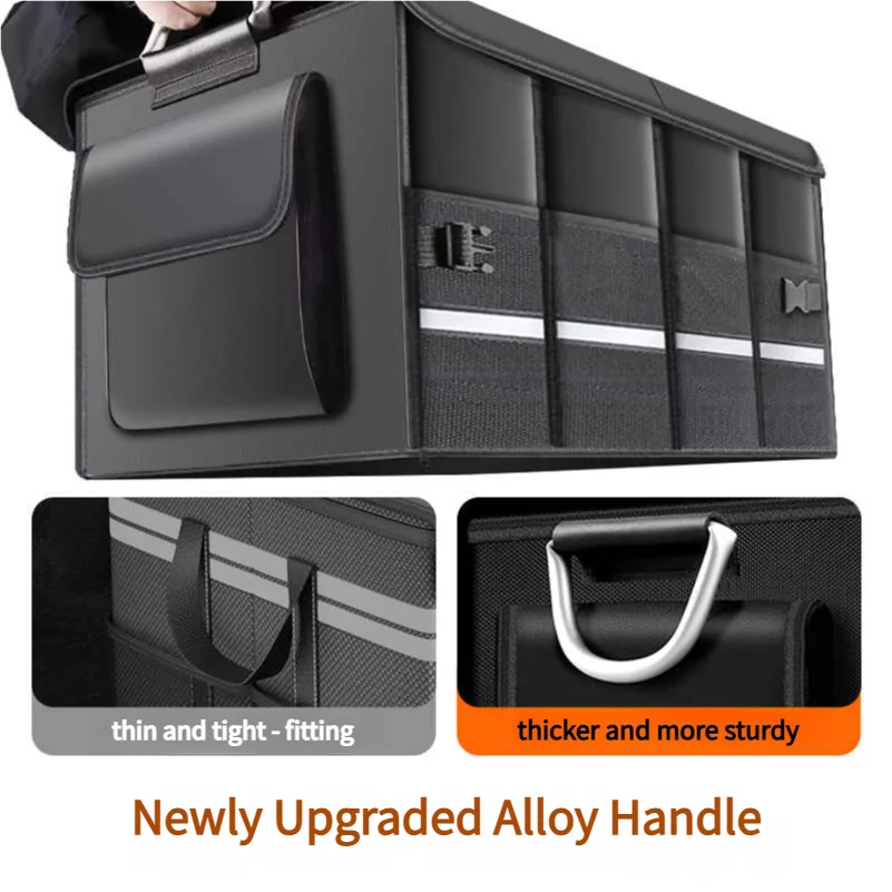 Heavy-Duty 72L Trunk Organizer for Car Large-Capacity Foldable Storage Box High-Density Oxford Cloth Waterproof Car Organizer