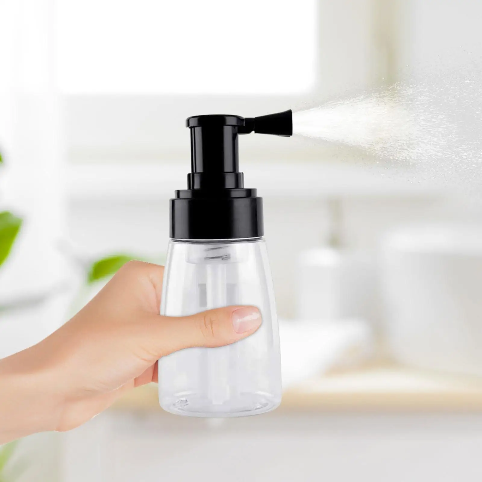 다용도 파우더 스프레이 병 140ml 블랙 뚜껑 PET 재충전 가능 화장품 및 헤어 파이버용 살롱 및 가정용