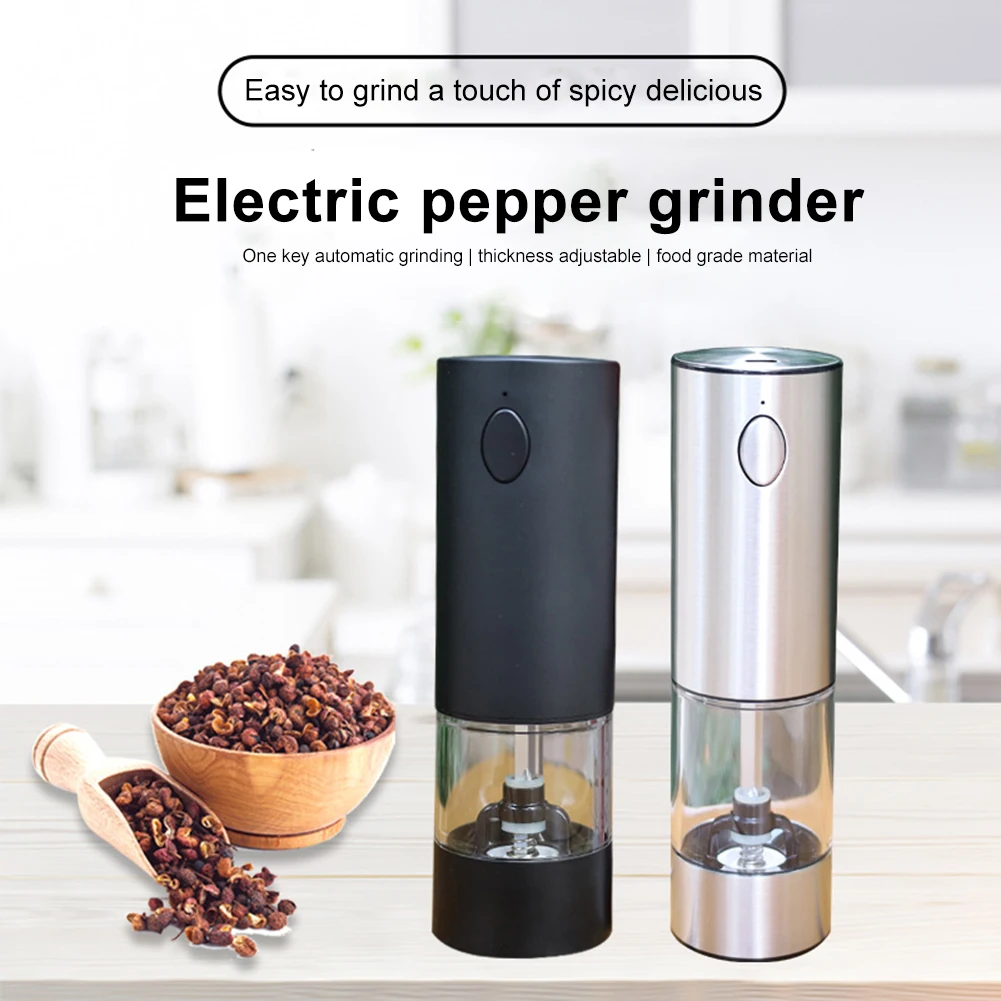 Electric Salt Pepper Grinder USB Rechargeable Automatic Salt Pepper Mill LED Light Electric Spice Mill BBQ Accessories