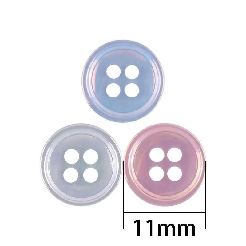 10/20pcs 11mm 버튼 수지 AB 다채로운 4 구멍 라운드 버튼 수제 DIY 봉제 용품 의류 액세서리 셔츠 장식