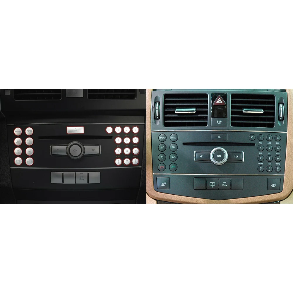 

For Mercedes-Benz C Class Car Decor CD Panel Button Trim 1 Set Panel Button Trim Trim Stickers Easy To Install