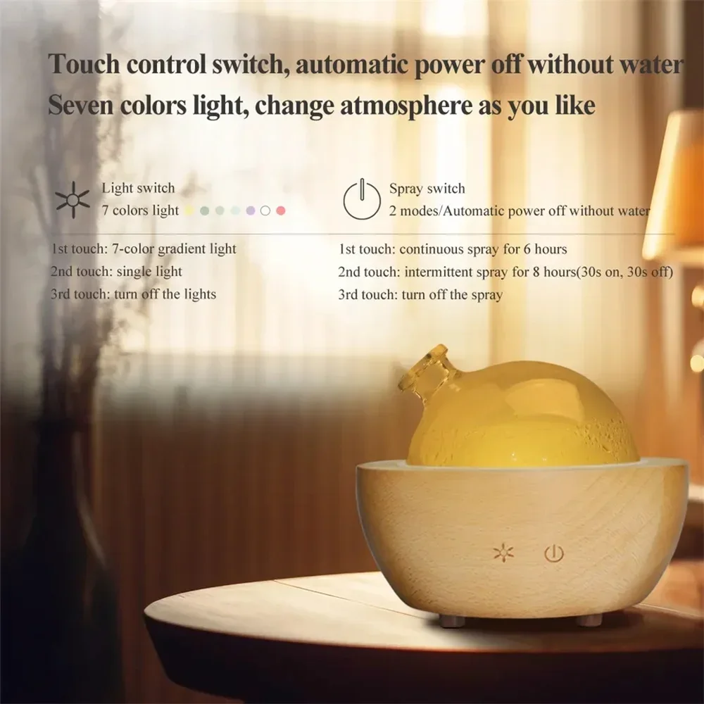 200ml Aroma Humidifier Diffuser Wood Air Purification Aromatherapy Essential Oil Atomizer Mist 7 Colors for Home Office Room 4