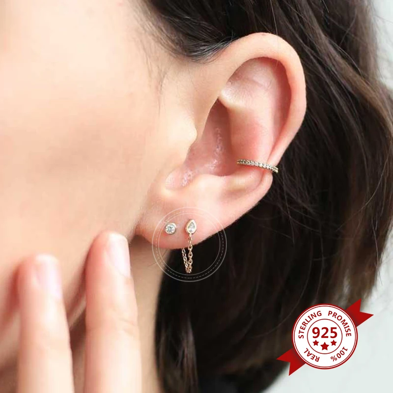 Orecchini A Bottone Con Zirconi Incrociati – Acciaio Inox Ipoallergenico, Placcato Argento, Regalo Donna
