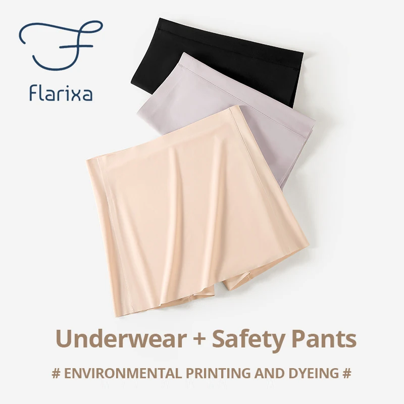 Flarixa Seamless Skirt Shorts Double Layer Front Crotch Panties Women Ice Silk Safety Pants Anti Friction Underwear Underpants safety shorts seamless panties safety pants women shorts underwear