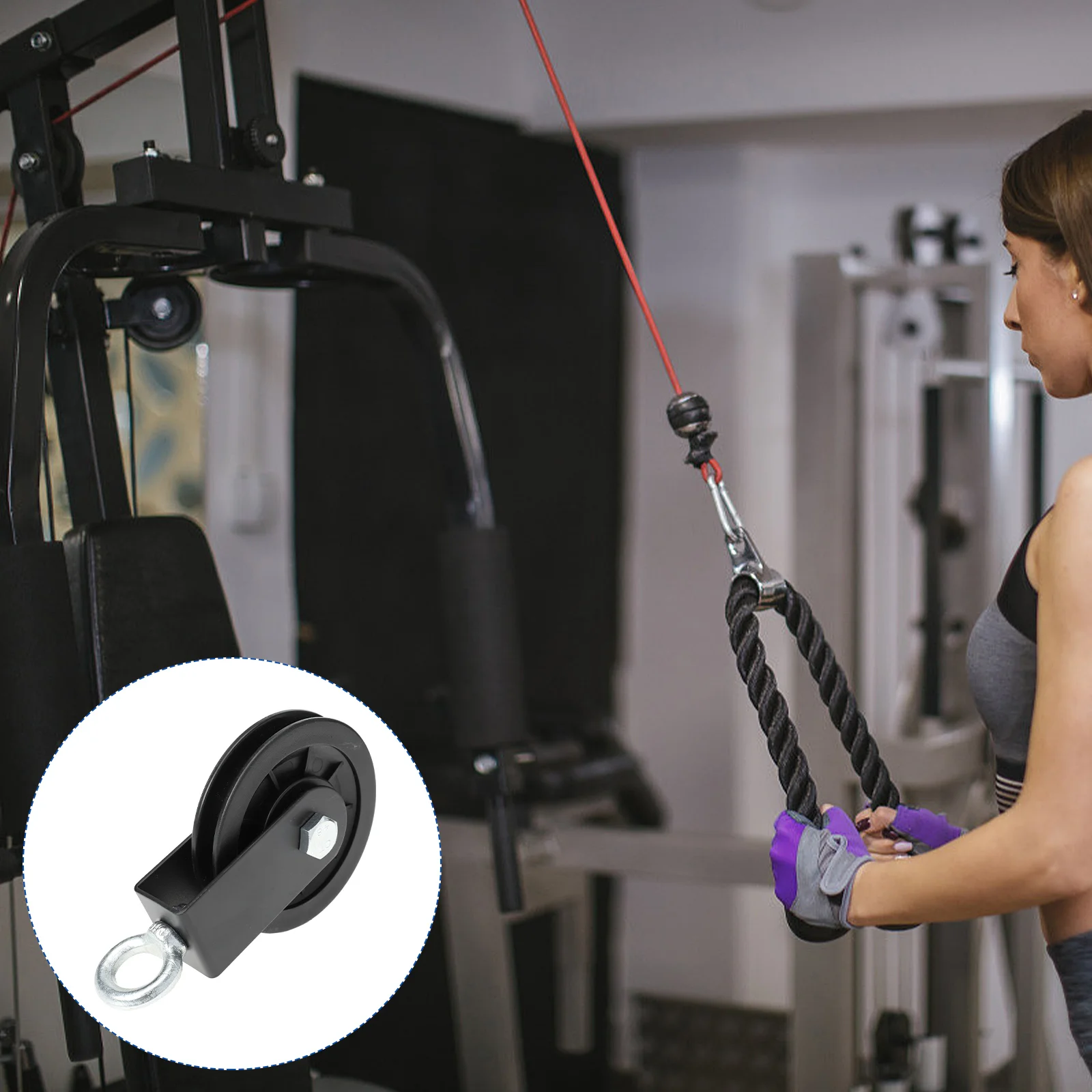 

Fitness Equipment Pulley Home Gym Accessories Cable Weight System Wheel Cold-drawn Steel Plastic over The Door for