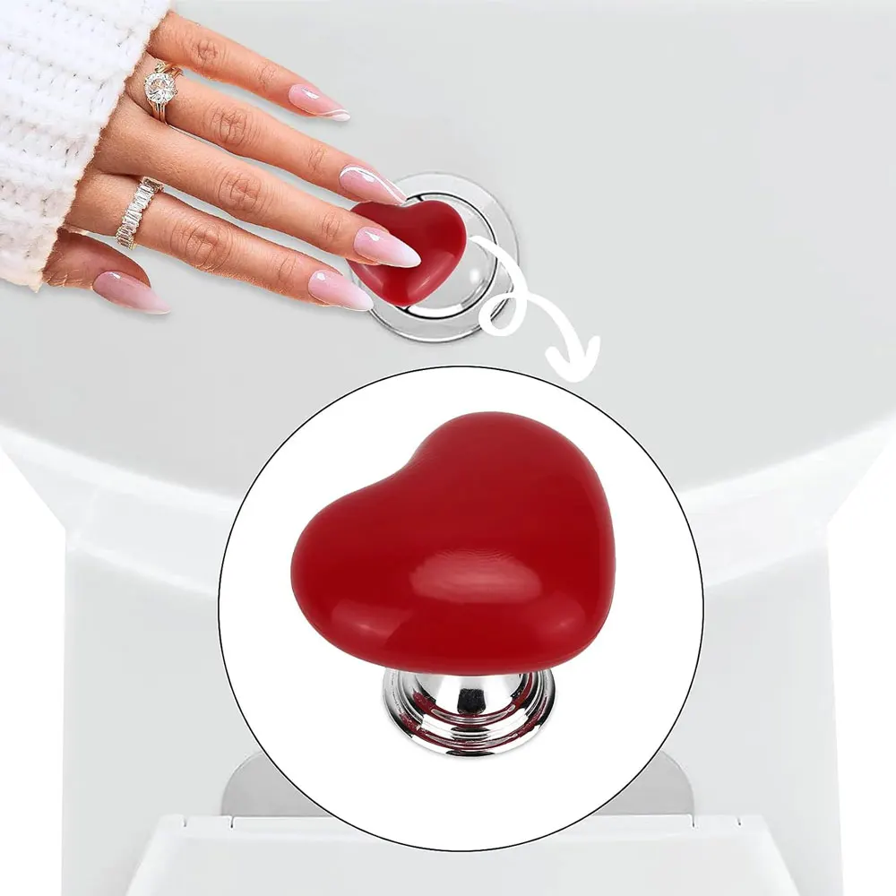 Handle Toilet Press Button Heart Shaped Press Tank Push Switch Toilet Bathing Room Decor Water Flush Button Home Tools