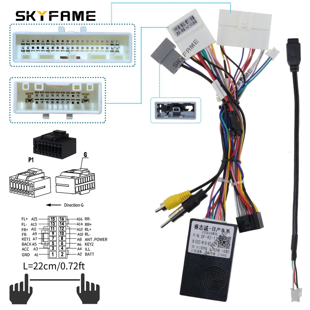 SKYFAME Car Wiring Harness Adapter Canbus Box Decoder for Nissan Teana Altima Qashqai Tiida Kicks Sylphy Murano X-Trail RZ-DF13 car wire cable adapter