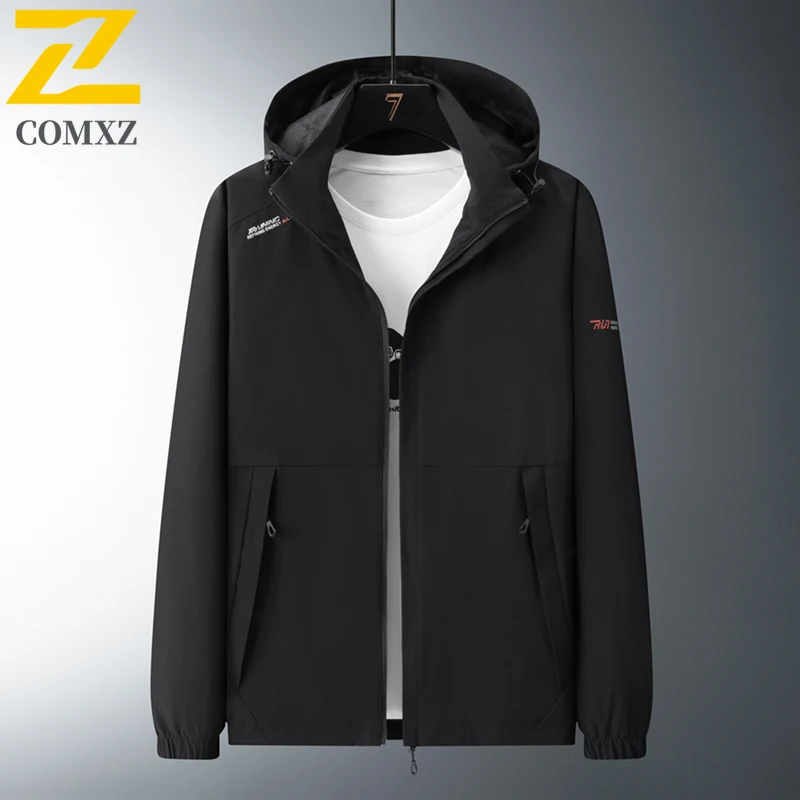COMXZWindbreaker Plus Size Premium Detachable Hood Waterproof Windproof Hiking Jacket for Camping Fishing Man woman Outdoor Coat