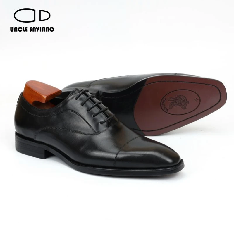Uncle Saviano Oxford Men Dress Shoes Wedding Best Man Shoe Genuine Leather Handmade Designer Office Formal Shoes Men Original