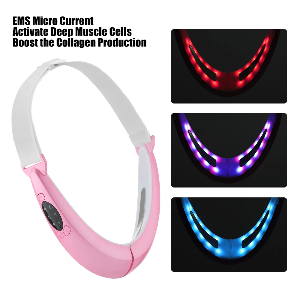 Ems Face Lifter V-Line Up Face Lifting Belt Led Photon Therapy Vibration Massaggiatore Dimagrante Facciale Beauty Health Device