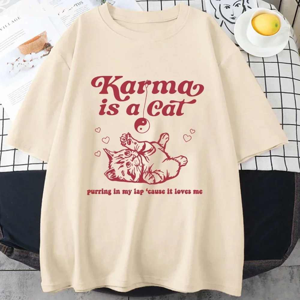 Karma Is A Cat 2024 Taylor Midnights Album Tshirt Short Tee Shirt Meet Me at Midnight Tops Camisetas Unisex Dropshipping