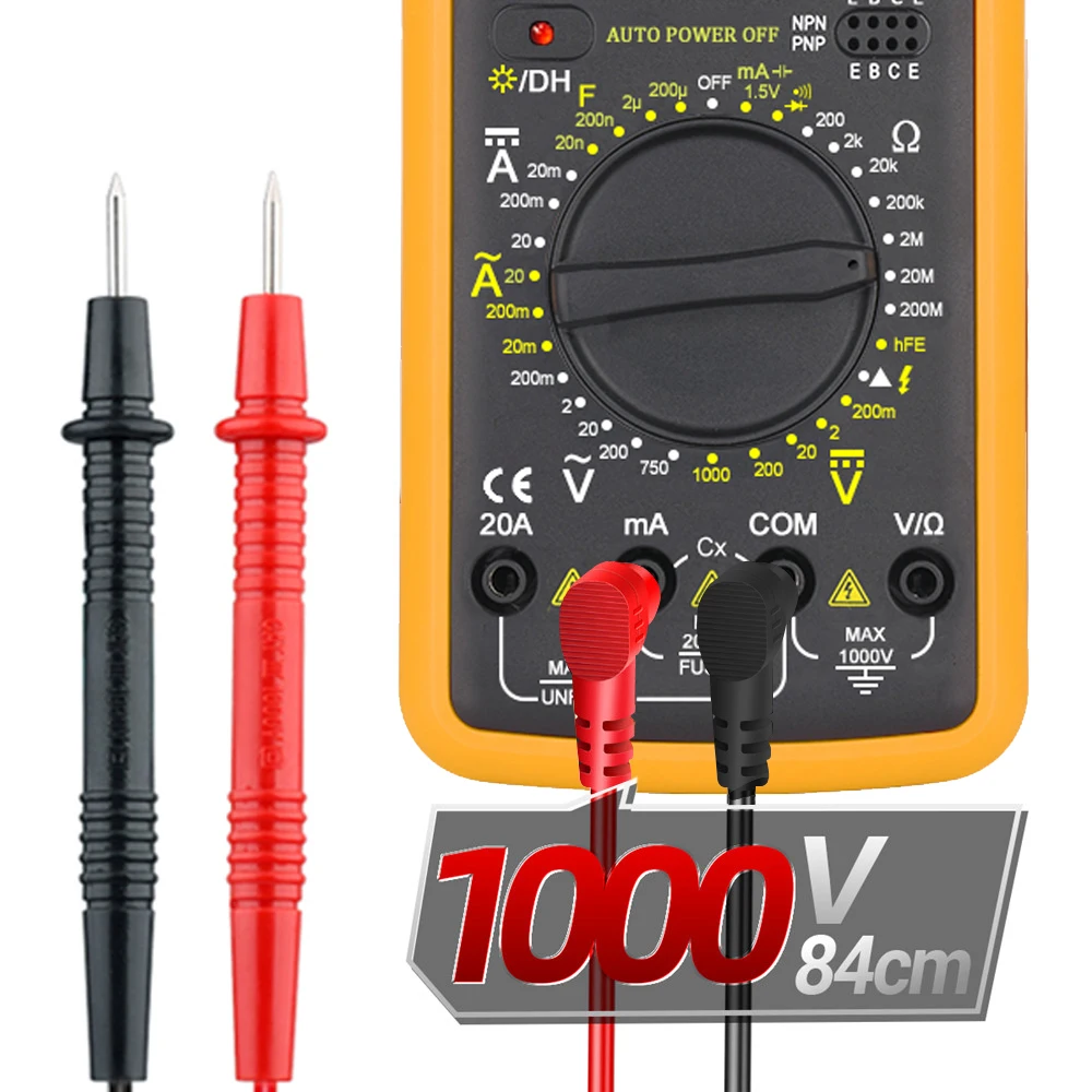 DT9205A Digital Multimeter 1000V 10A Current Voltage Meter hFE Ohm Capacitance Continuity Diode DMM Tester Electrician Tools