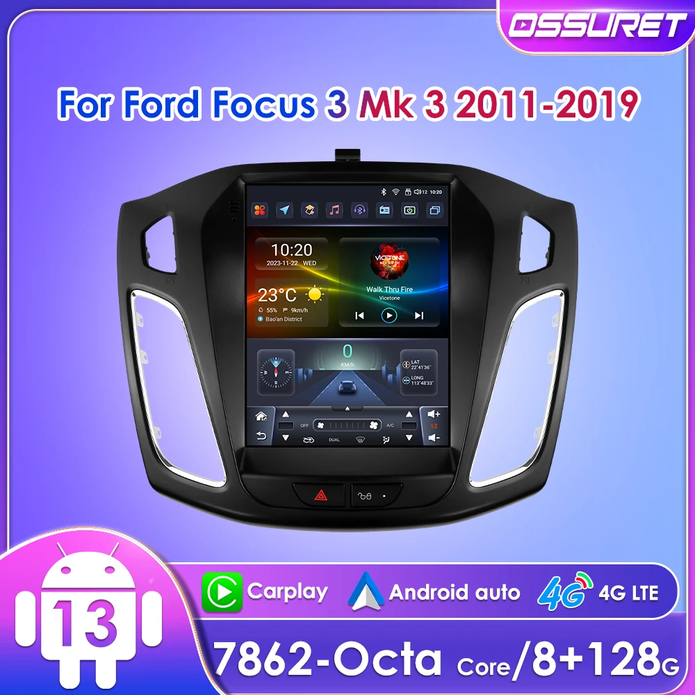 

Ossuret 9.7inch Android13 Car Radio for Ford Focus 2 3 Mk2 Mk3 2004 - 2011 Navigation GPS RDS DSP 4G CarPlay UI7862 Multimedia