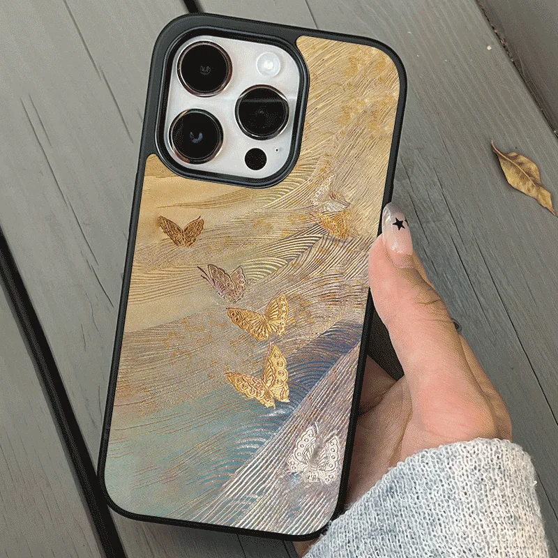 Dreamy Gold Black Edge Kawaii Vintage Soft Phone Case