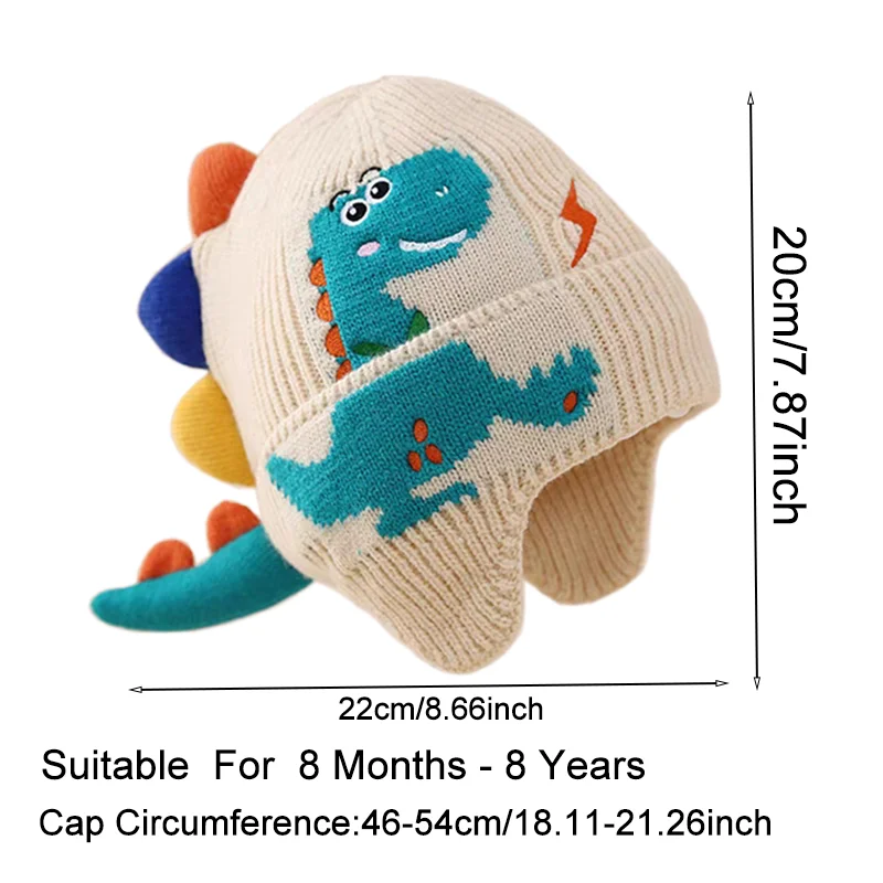 Winter dinosaur ear protection cap cartoon baby boy knitted hat fall and winter new children's wool warm cap girls windproof cap