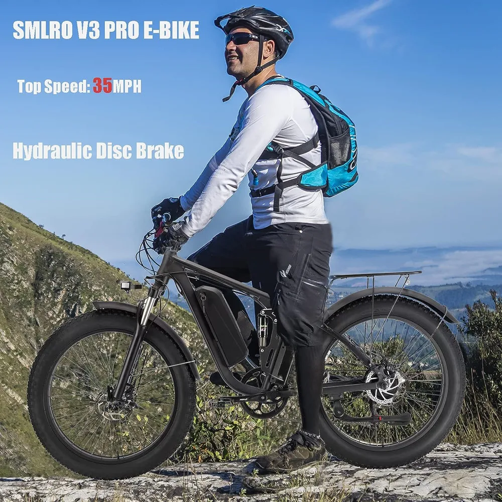 Upgraded Smlro V3 2000W Double Motor 22.4ah Mountain Ebike Snow Beach Bike 26*4.0 Fat Tire AWD Electric Bicycles Full Suspension