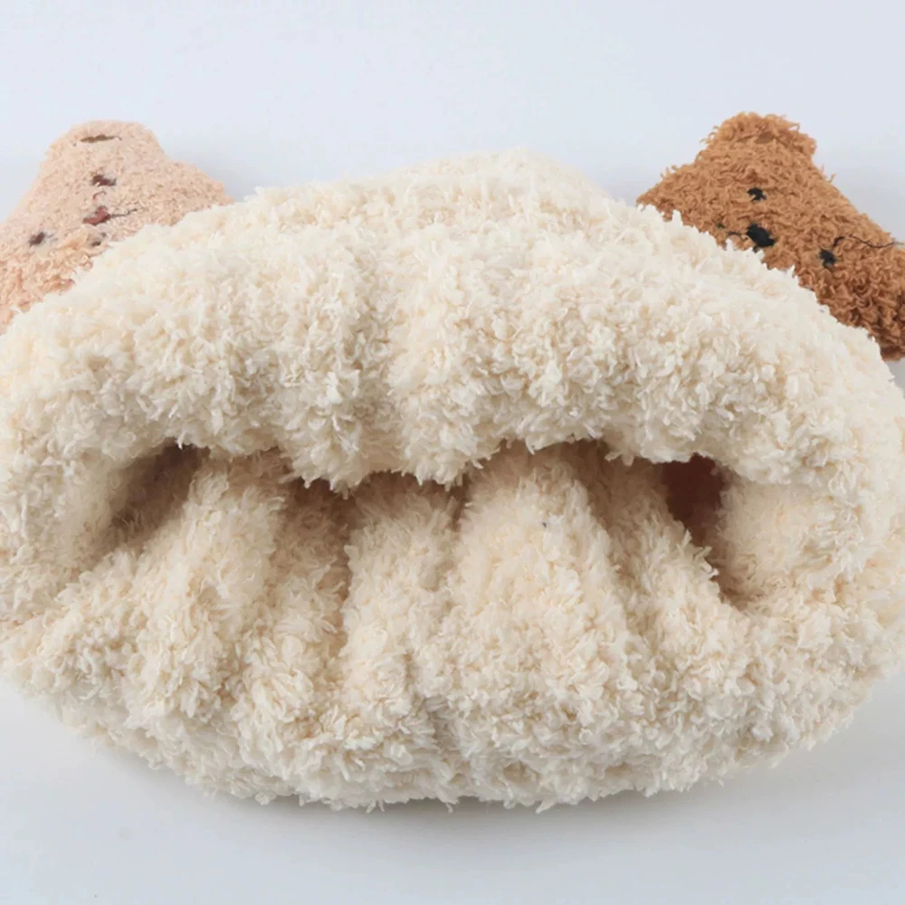 Hot Children Cartoon Bear Hat Scarf Set Autumn Winter Warm Infant Beanies For Boy Girls Soft Comfortable Neck Warmer Plush Hats