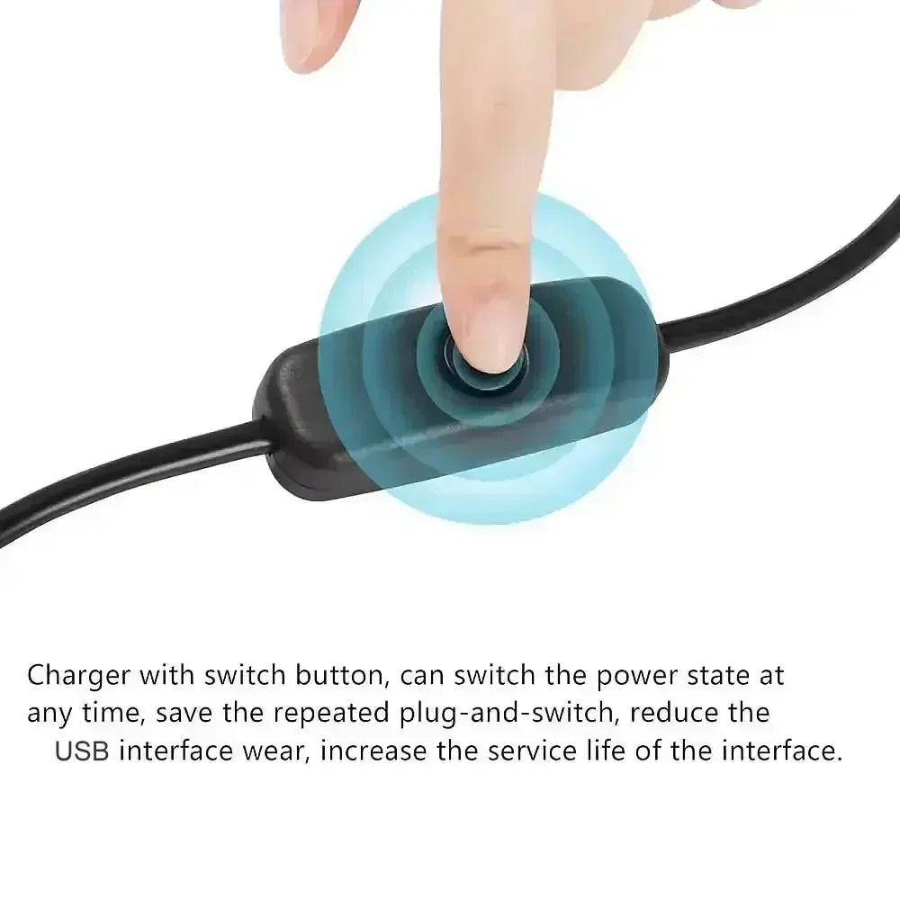 USB 2.0 Extension Cable with On/Off Switch for Data Transfer and Charging