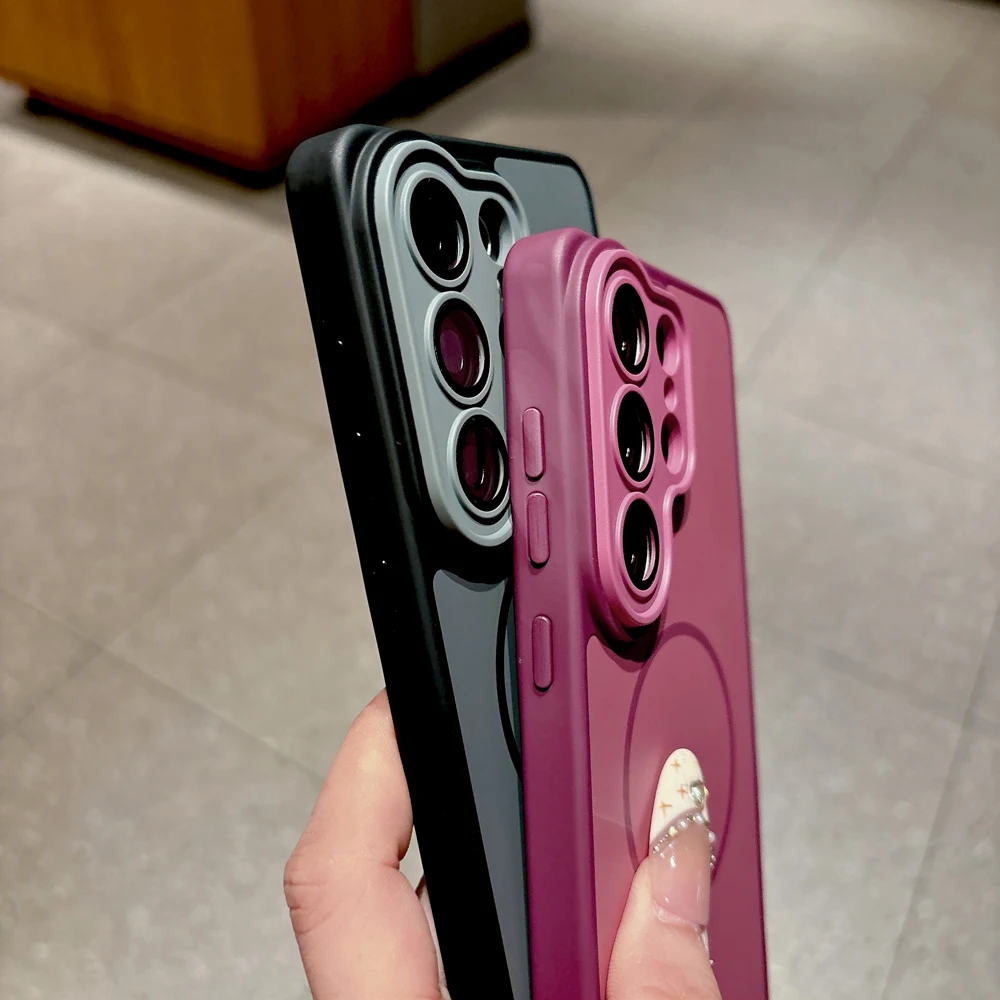 Enhanced Magnetic Shockproof Charging Cover - Solid Color Design