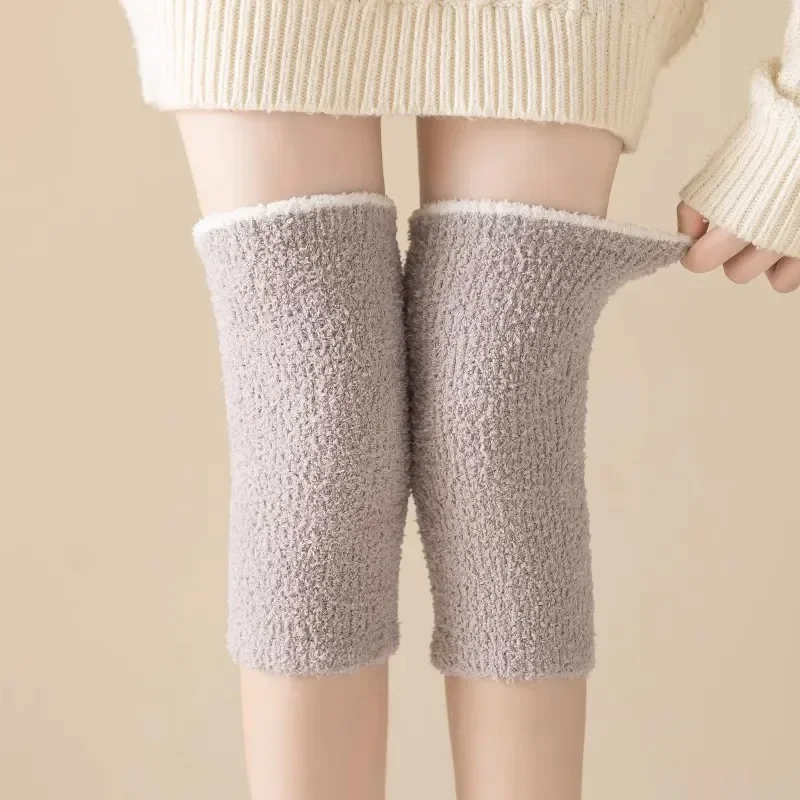 겨울 무릎 보호 두꺼운 플러시 고탄성 양말, 따뜻한 산호 플리스, 방한 수면 스타킹, 슈퍼 소프트 레그 워머