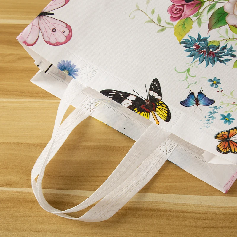 Fashion Flower Shopping Bag Non-woven Fabric Tote Bag Eco Bag Folding Travel Organizer Grocery Storage Bags For Clothes Reusable 6