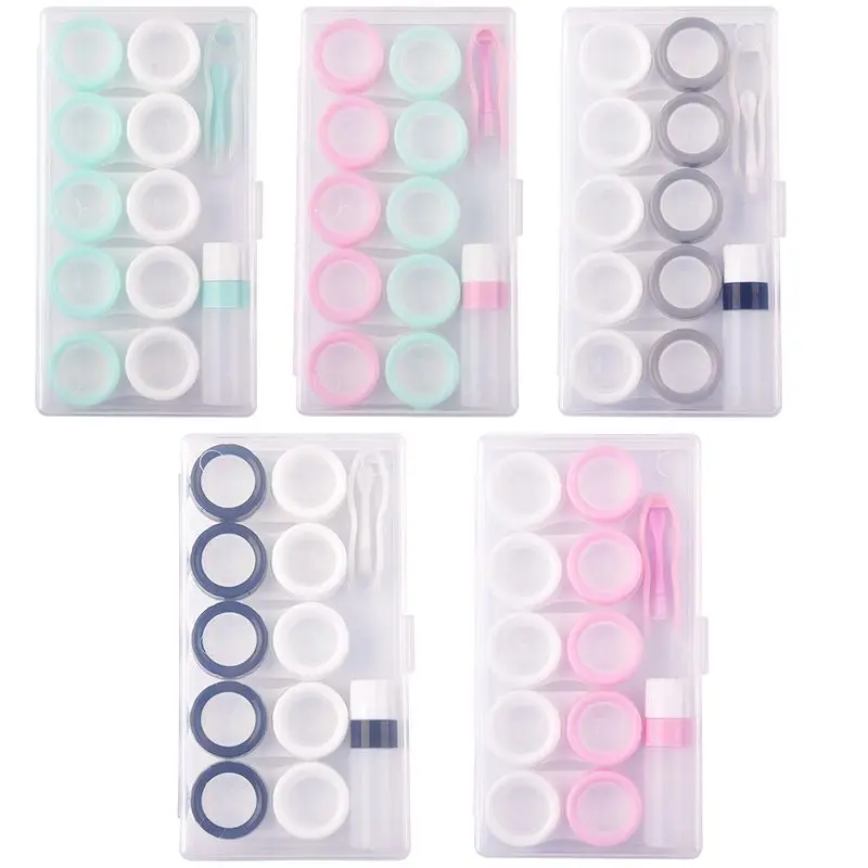 Ein Fünfer-Pack Doppelbehälter-Display-Case, ein Macaron-Set Kontaktlinsenbehälter und ein Kontaktlinsen-Partner-Case sind leicht zu transportieren. – Detail 8