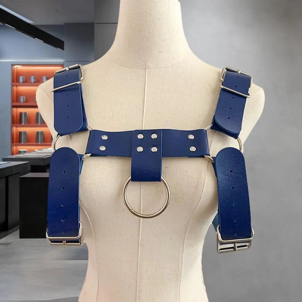 

Men Back Strap Faux Leather Punk Style Rivet Decor Wide Fetish Gay Clothing Rave Body Bondage Cage Harness Sex Chest Strap