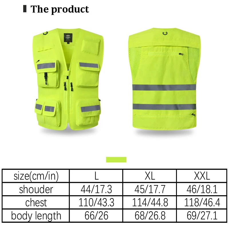Reflective Safety Vest Bright Color Multi-pocket Traffic Vest Railway Coal Miners Uniform Breathable Reflective Vest