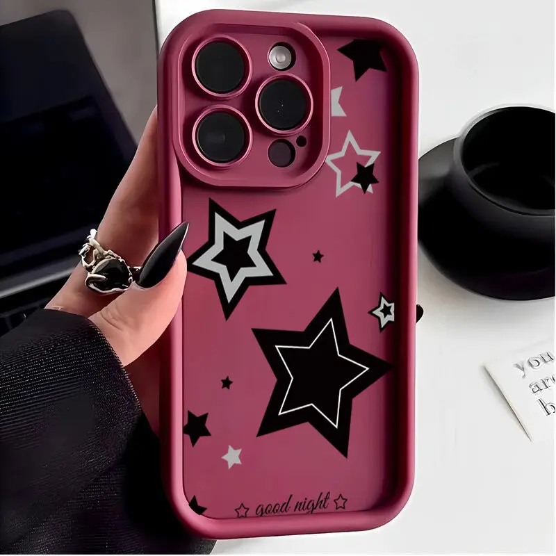 Black Pink Stars Creative Soft TPU Phone Case