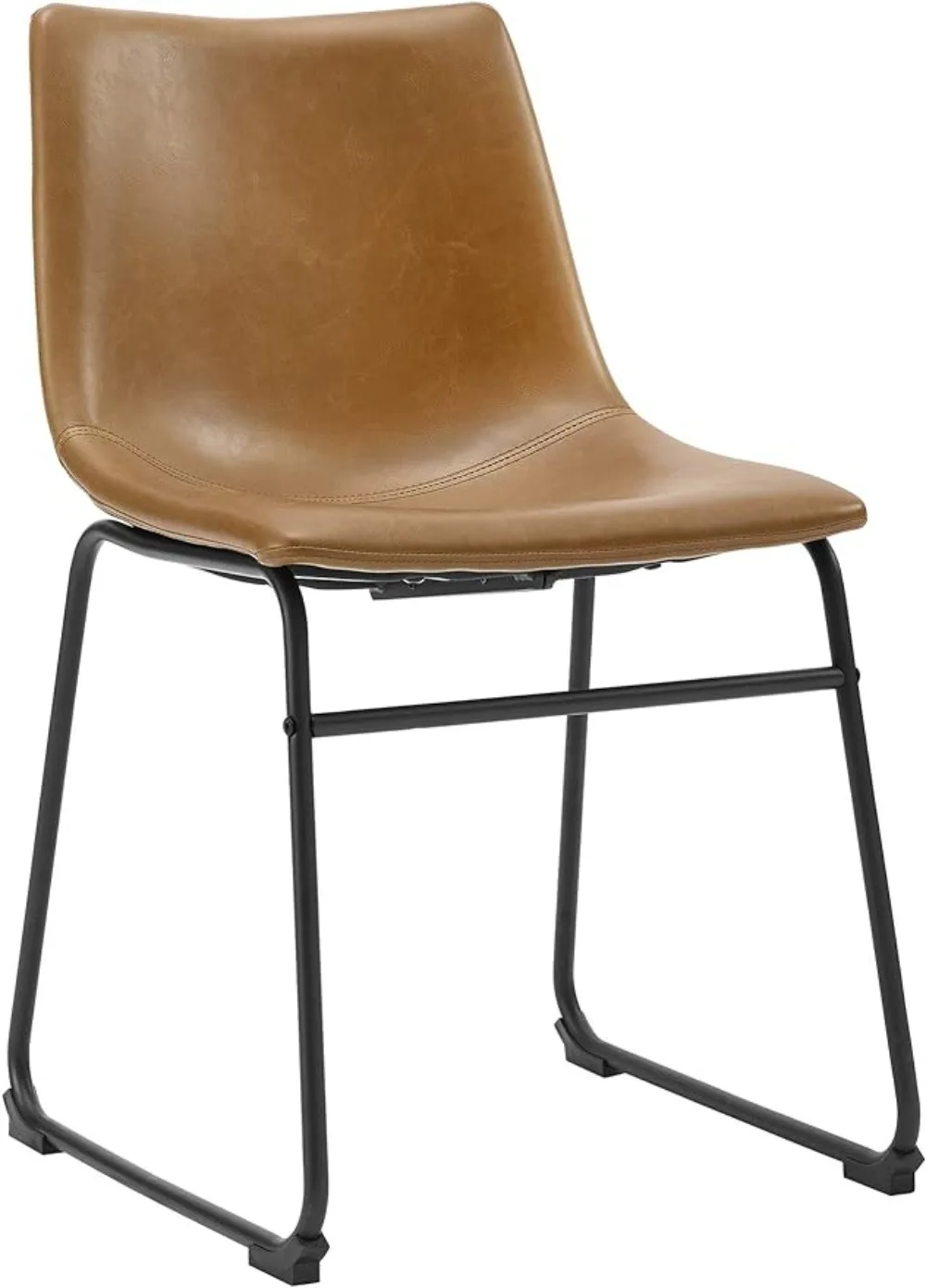 

Urban Industrial Faux Leather Armless Dining Chairs, Set of 2, Whiskey Brown