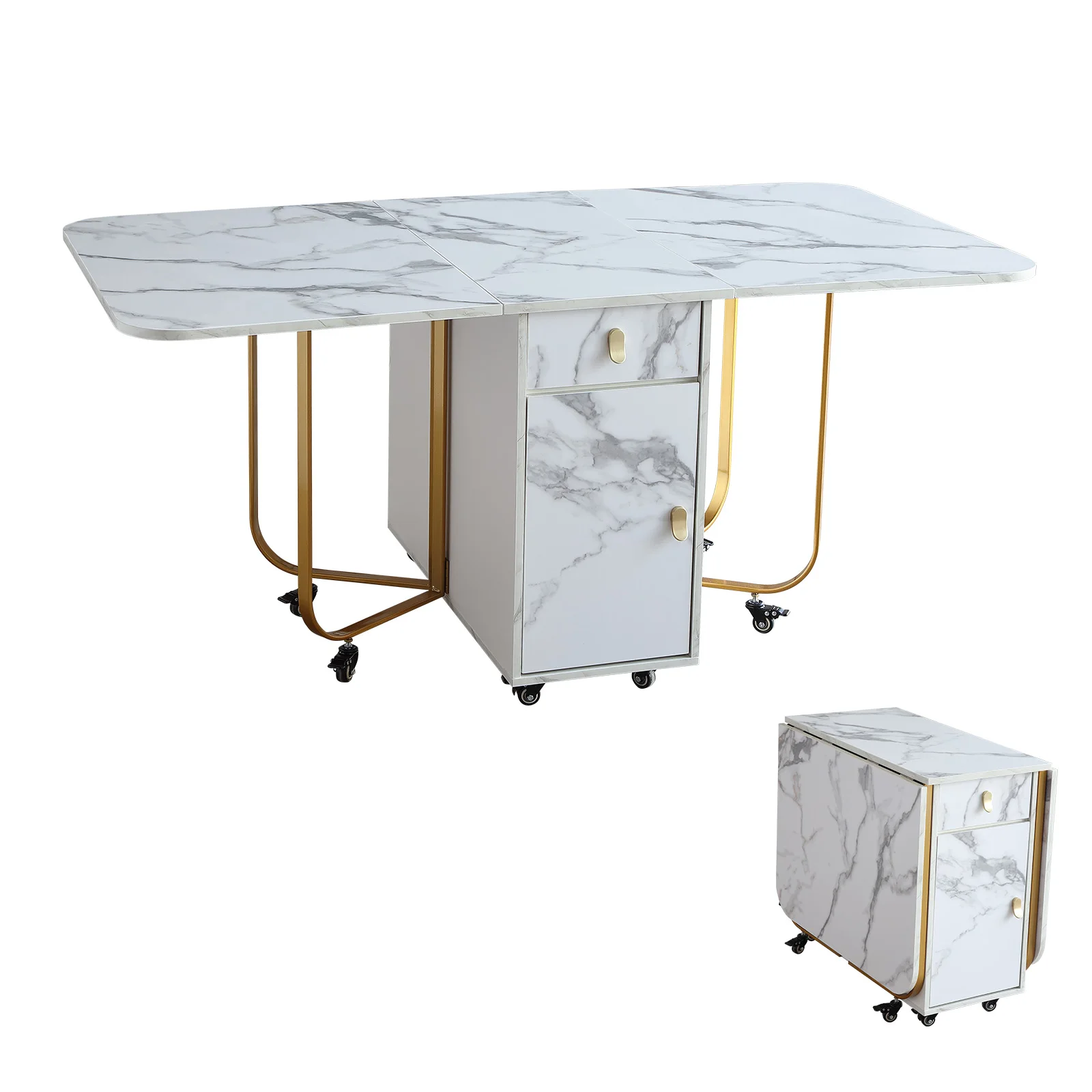 Fashion Folding Dining Table Furniture Multifunctional Rectangle Movable Dining Table and Folding Chairs dining table chair combination