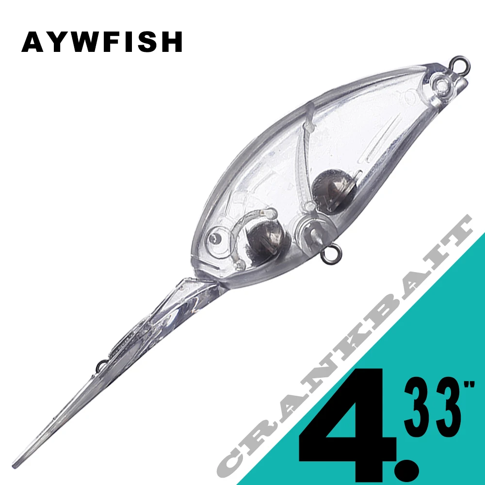 AYWFISH 10PCS / LOT Unpainted Deep Diver Crankbait Blanks 4.33 16G  Saltwater Plastic Jerk Fishing Lure DIY Crank Bait Wobblers