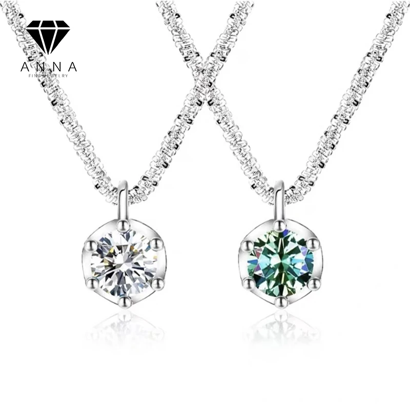 

Trendy 2 Carat D Color Moissanite Past Test Necklace for Women 925 Sterling Silver Emerald Wedding Anniversary Gift Fine Jewelry