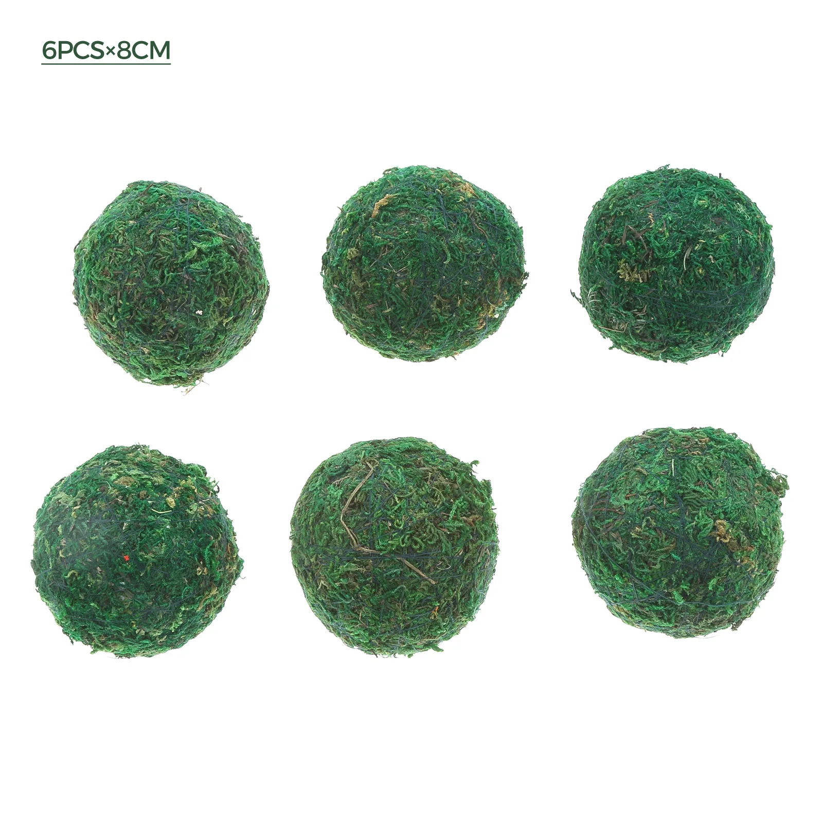 

6 Pcs Artificial Green Mossy Globes Handmade Moss Balls Foam Moss 8cm Home Decorations Holidays Weddings Special Occasions
