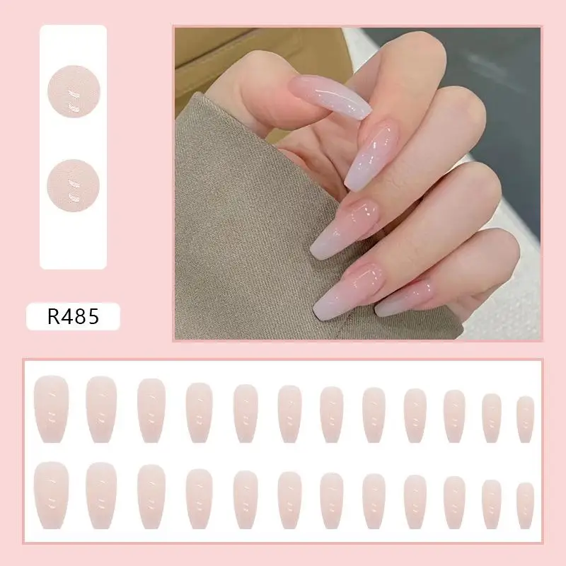 24Pcs Korean Fresh False Nails Patch Artificial Press On Wearing False Nails Detachable Fake Fingernails Full Cover Nail Tips