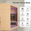 Far Infrared Home Sauna Room, Red Light Wooden Indoor Dry Sauna, Indoor Corner Sauna Spa with Full Spectrum Heater, Floor Heater 2