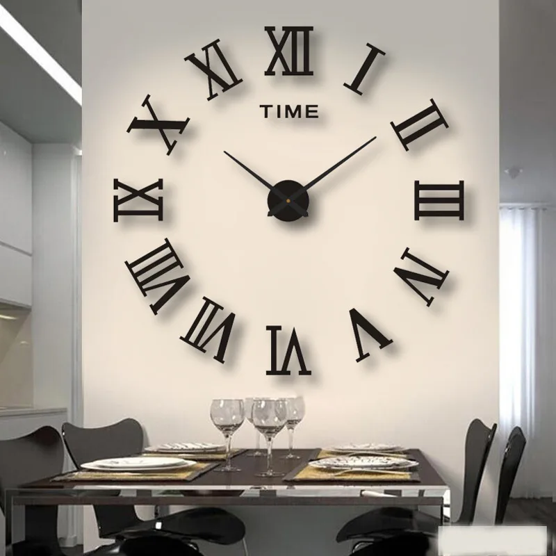 3D wall clock 3D Roman Numeral Acrylic Mirror Wall Clock Sticker DIY Quartz Clocks Watch Home Decoration