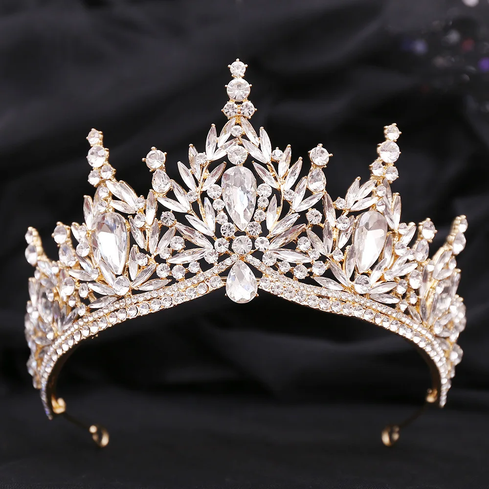 Wedding Hair Tiara Crystal Bridal Tiara Crown Diadem Veil Tiaras Wedding Hair Accessories Headpieces Head Jewelry hair accessory hair headdress jewelry accessories bridal headwear hair band crown