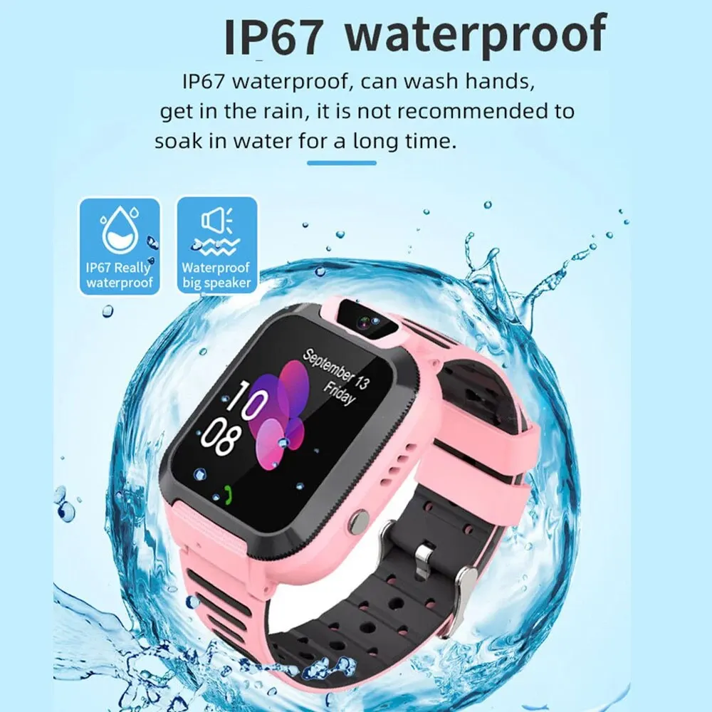 Smart Watch Children SOS Call LBS Tracker Location Sim Card Phone Watch Camera Voice Chat IP67 Waterproof Smartwatch Kids Gifts