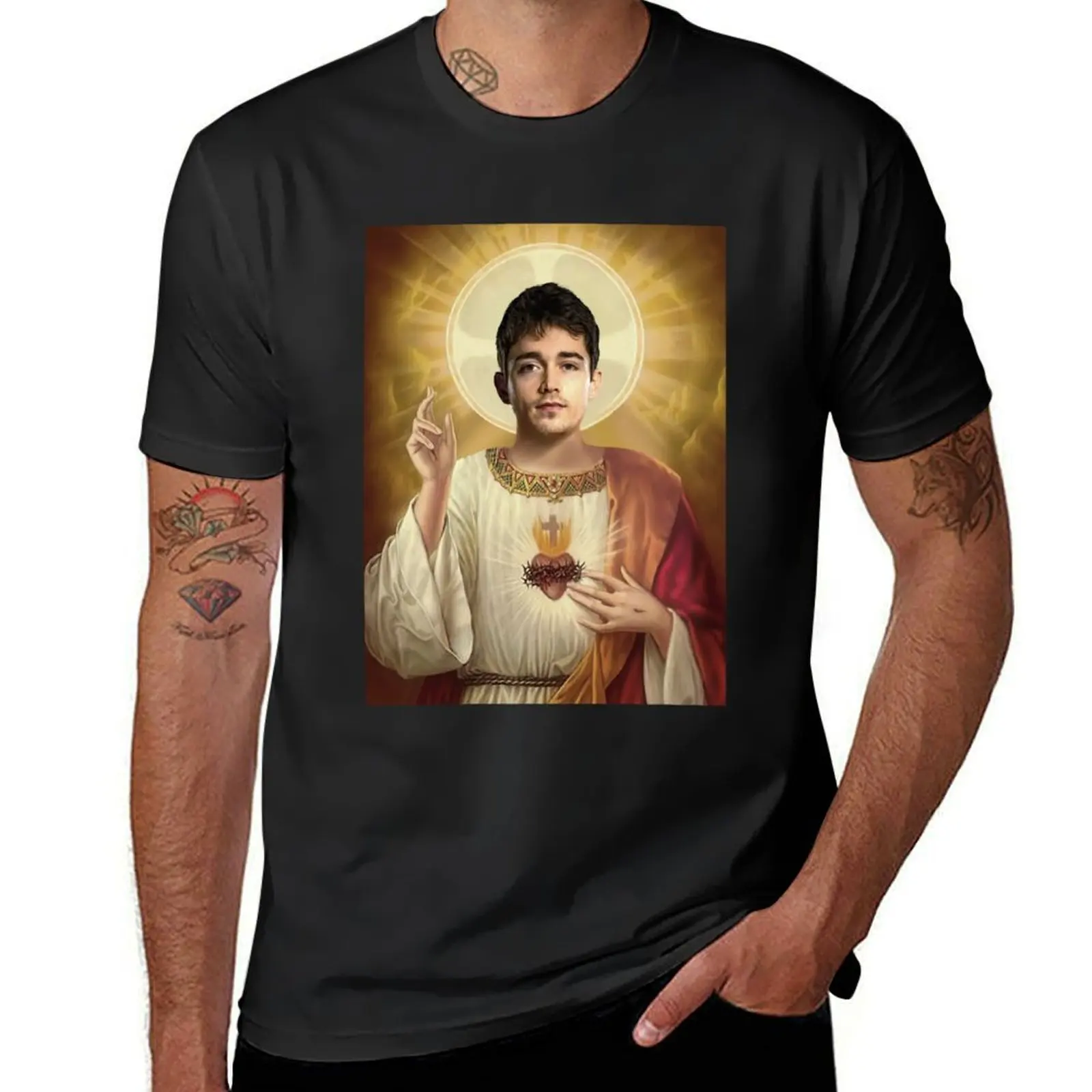 Charles Leclerc Jesus T-Shirt Asciugatura Rapida Top Estivi Plain Boys Animal Print Mens Graphic T-Shirt Pack