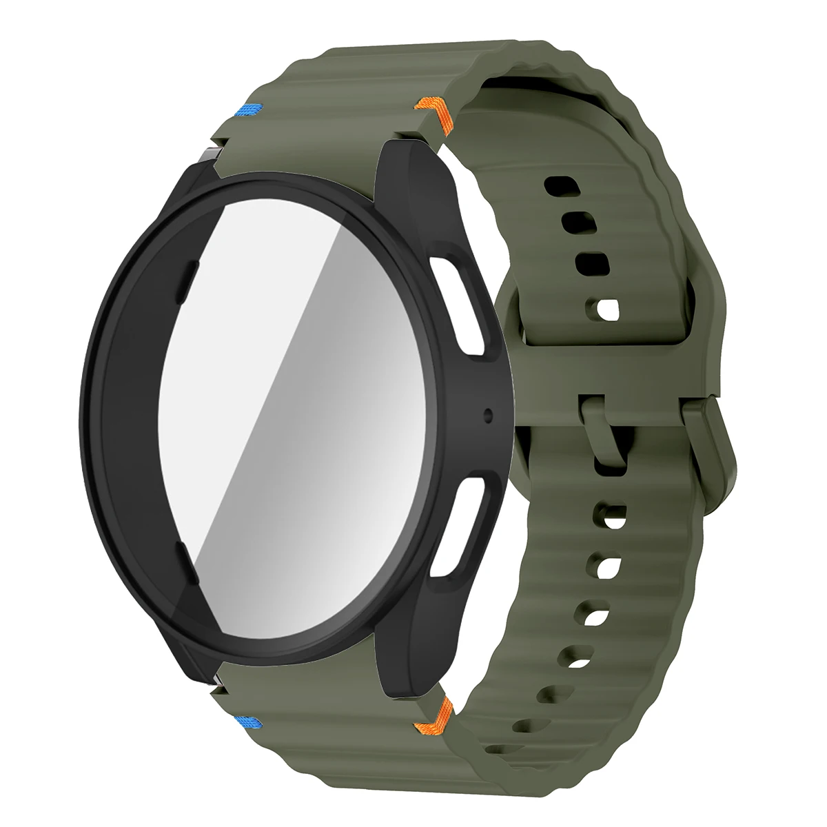 Silicone Watch Strap with Case and Screen Protector for 40-44mm Smartwatches - Durable Wrist Accessory