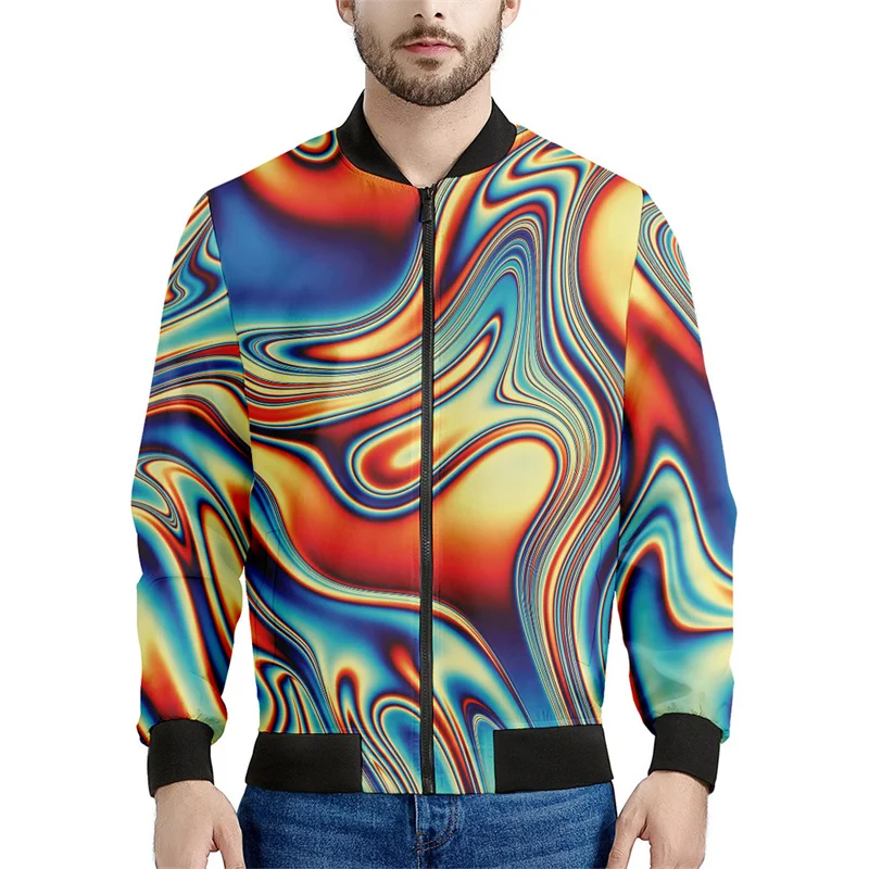thumbnail image 1 of Chaqueta con cremallera psicodélica abstracta para hombre, sudadera de gran tamaño con estampado 3D, chaquetas bomber de manga larga para primavera y otoño para mujer, 1 of 5
