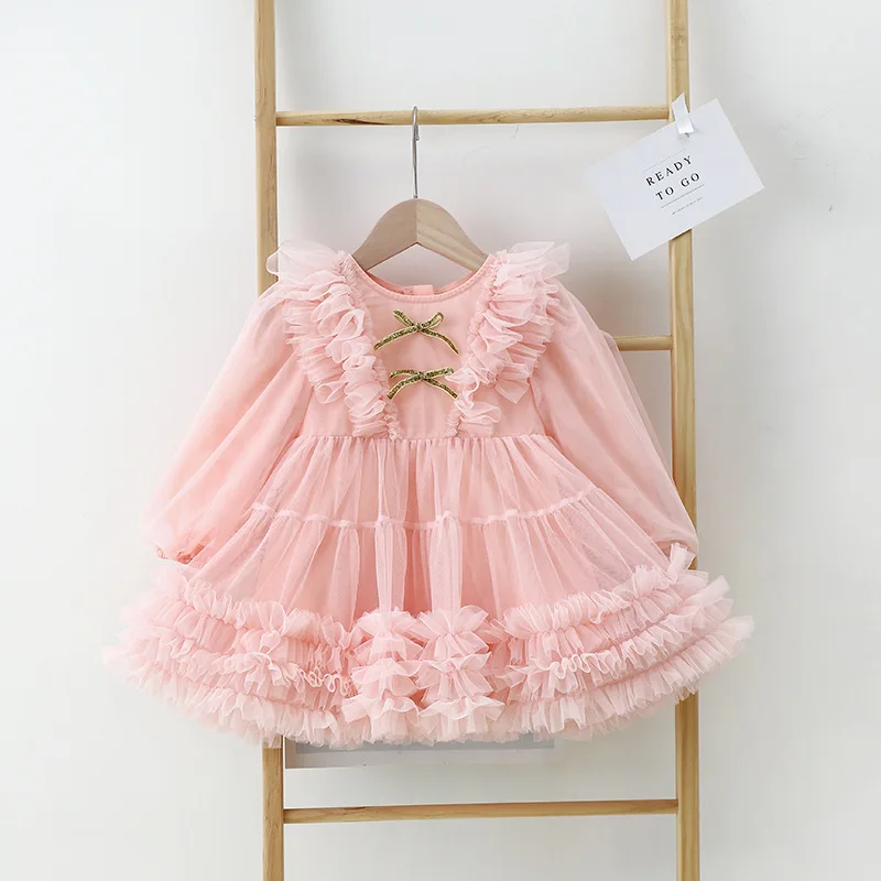 Baby Girl Princess Tutu Dress Infant Toddler Butterfly Puff Sleeve Child Tulle Vestido Pageant Party Birthday Baby Clothes L342